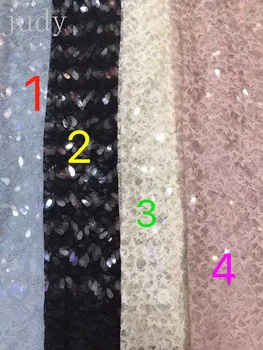 

sequin fabric 5yards/bag BH86# Four - color star mesh elliptical large sequins fabric for bridal wedding dress/sawing