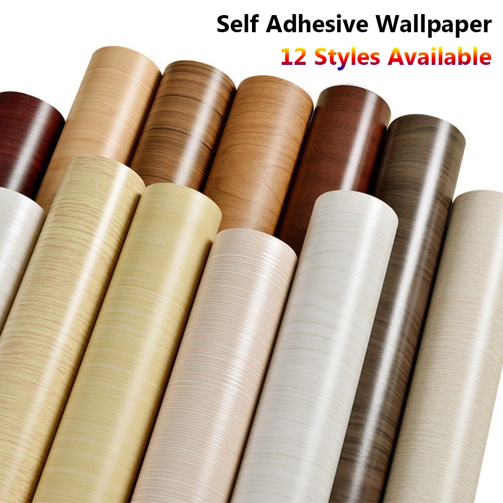

PVC Self Adhesive Furniture Refurbished Wood Grain Wallpaper Dormitory Bedroom Kitchen Cabinets Wardrobe Stickers Home Decor