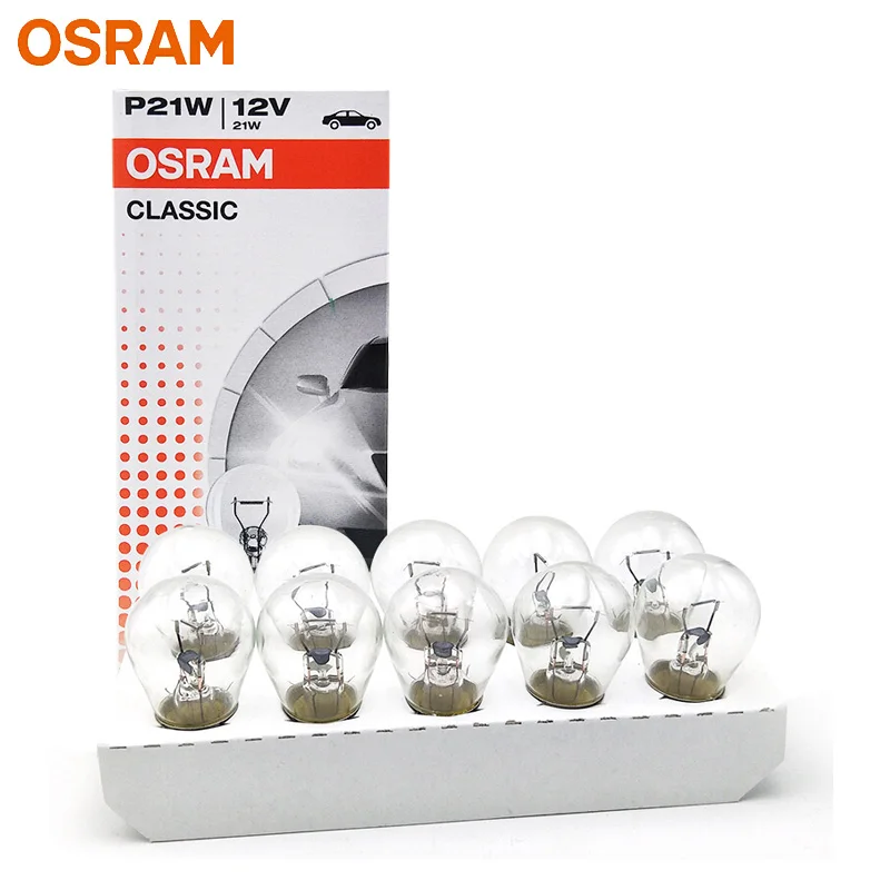 Лампа Ксеноновая OSRAM 12V первоначально 7506 P21W S25 21 Вт Стандартный металлические основания сигнала поворота светильник фонари заднего хода OEM авто лампы стоп сигнала,, 10 шт