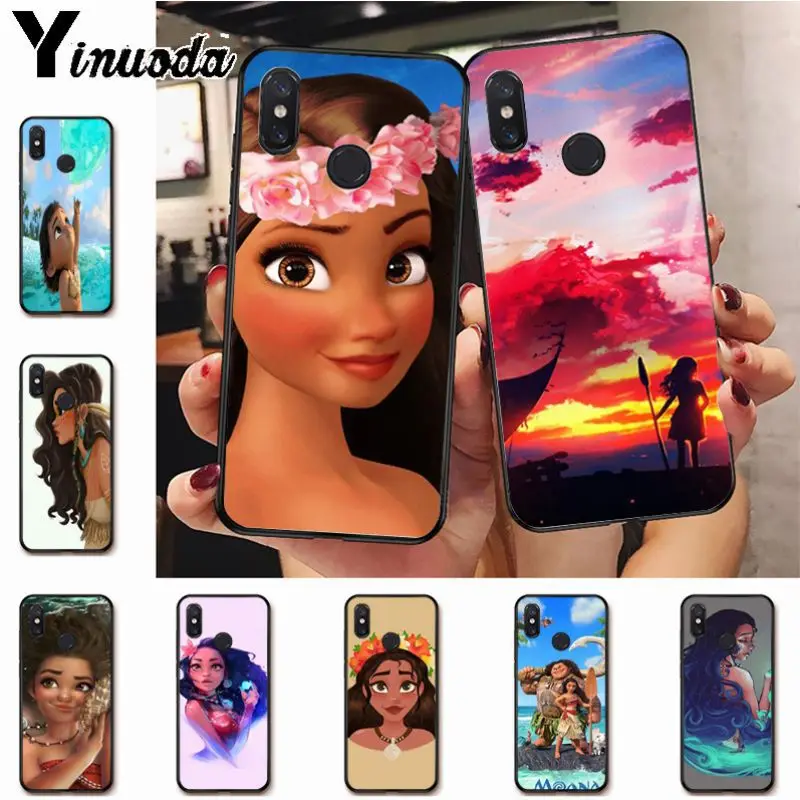 

Ynuoda Princess Moana Luxury Fashion 2D black silicone Phone Case for xiaomi mi 8 se 6 note3 redmi 5 5plus note 5 case coque