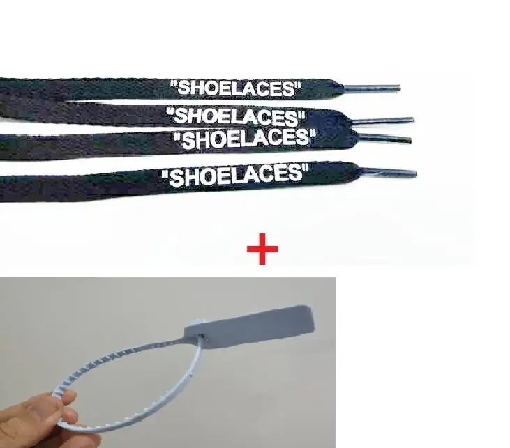 Light blue black Принт "шнурки" Kanye OW для выключения тапки с застежкой-молнией галстуком-бабочкой белые шнурки овальные шнурки веревка кружево AJ обувь западные черные оранжевыми шнурками - Цвет: Light blue black