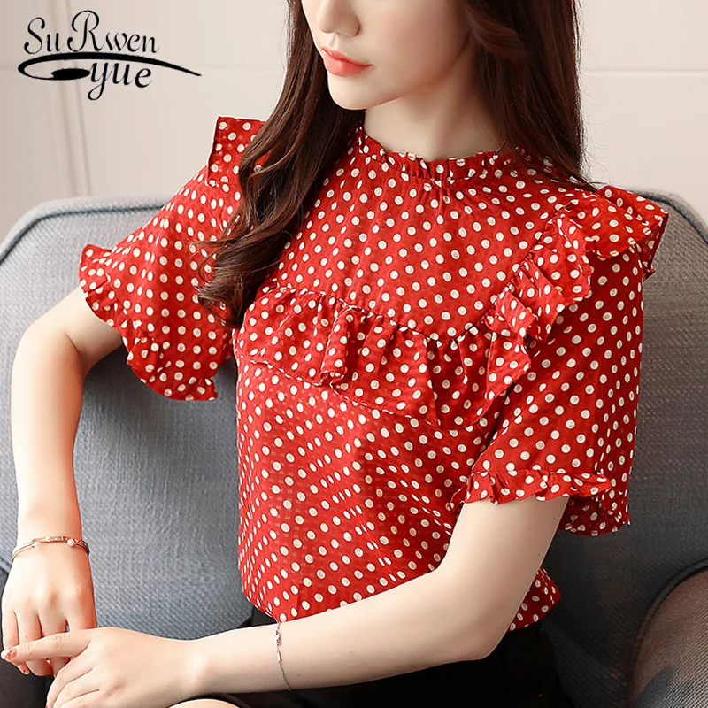 2018 summer chiffon women blouse shirt short sleeve summer