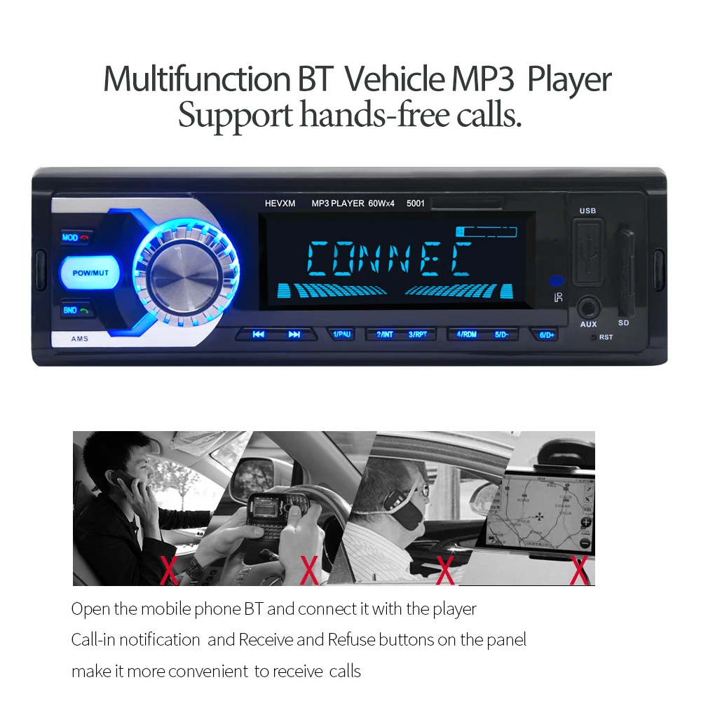 LaBo 1Din In-Dash автомобильный Радио Bluetooth стерео плеер Handsfree AUX-IN USB/SD карты mp3-плеер 12 в автомобильный аудио fm-радио автомобиль-Стайлинг