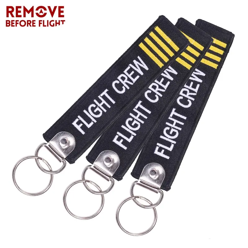 

3 PCS/LOT Fashion Keychain Aviation Flight Crew Key Chain Jewelry Embroidery Pilot Key Ring Chain Aviation Gift Key Holder