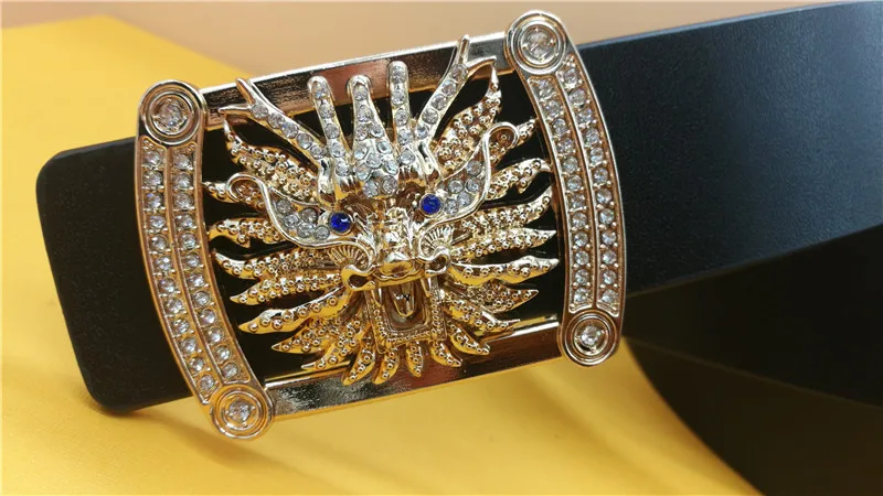 

High quality dragon pattern smooth buckle belt Alloy diamond version 3D faucet buckle casual jeans belt free delivery
