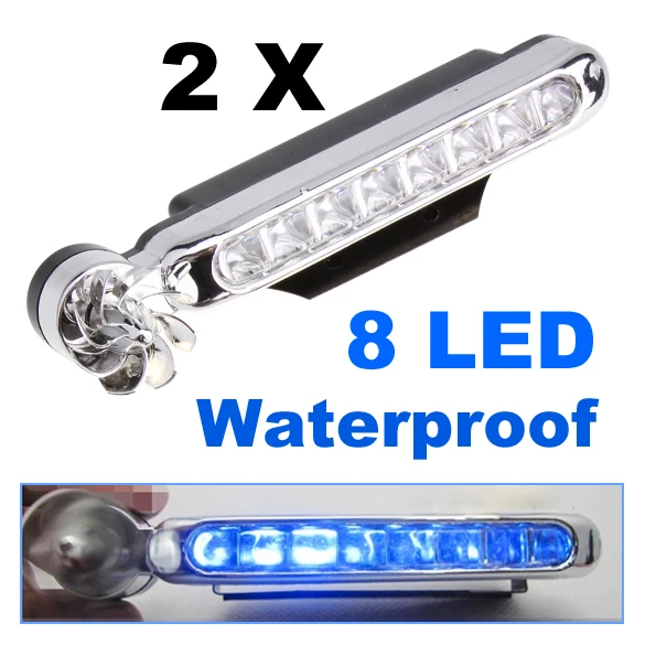 

2 Pcs/lot 8-LED Blue Auto Car Truck Motorcycle Wind Power Day Fog Driving Light Lamp XR657