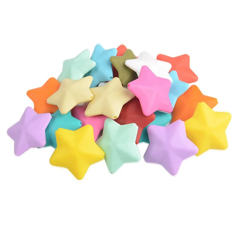

New Creative Star Shaped Silicone Beads For Making Baby Pacifier Clip DIY Pendant Baby Teether Beads BPA Free