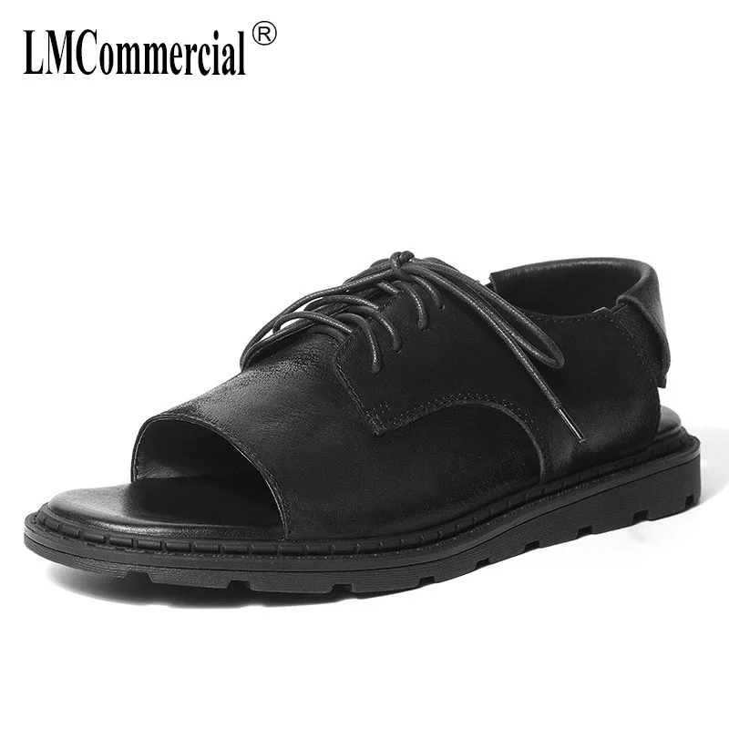 

2018 summer new Genuine Leather men's Rome sandals all-match cowhide Sneakers Men Slippers Flip Flops casual Shoes beach outdoor