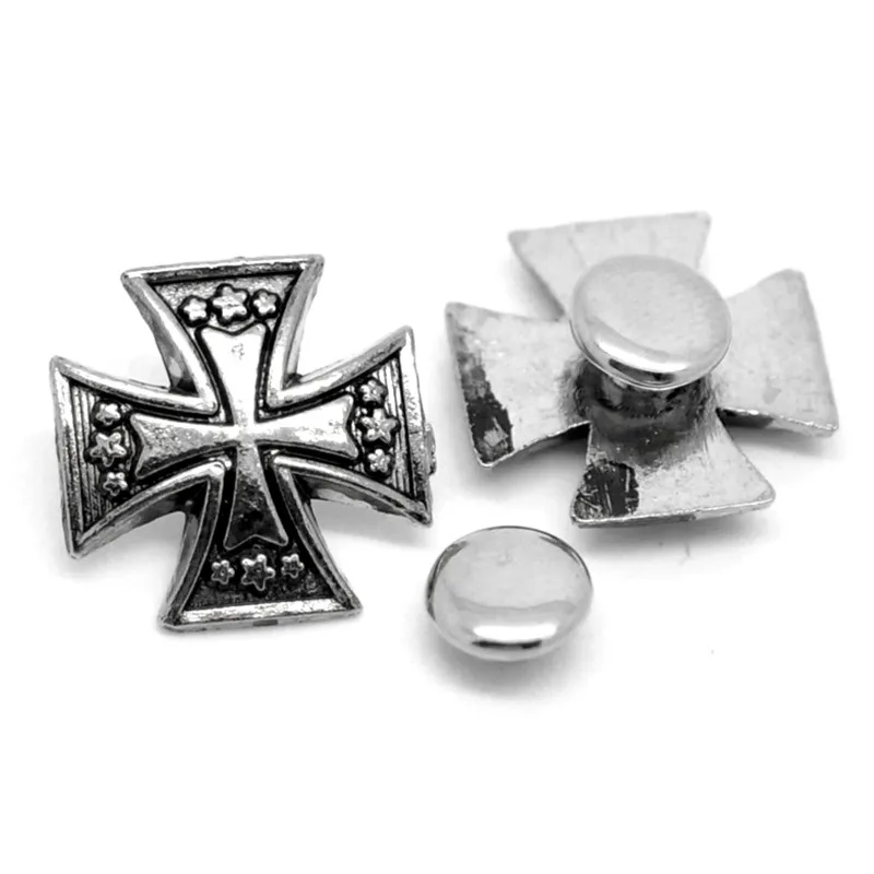 

20Sets Antique Silver Tone Punk Cross Shape Studs Spots Rivets Spike Fit Bag Shoes Clothes Crafts 15x15mm 7x3mm