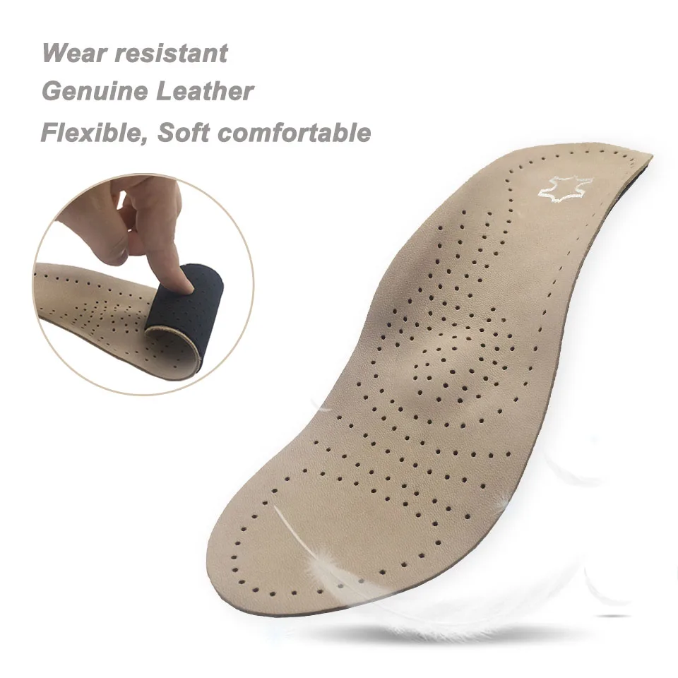 Ортопедические стельки из натуральной кожи для плоской стопы, поддержка свода стопы, ортопедические силиконовые стельки для мужчин и женщин