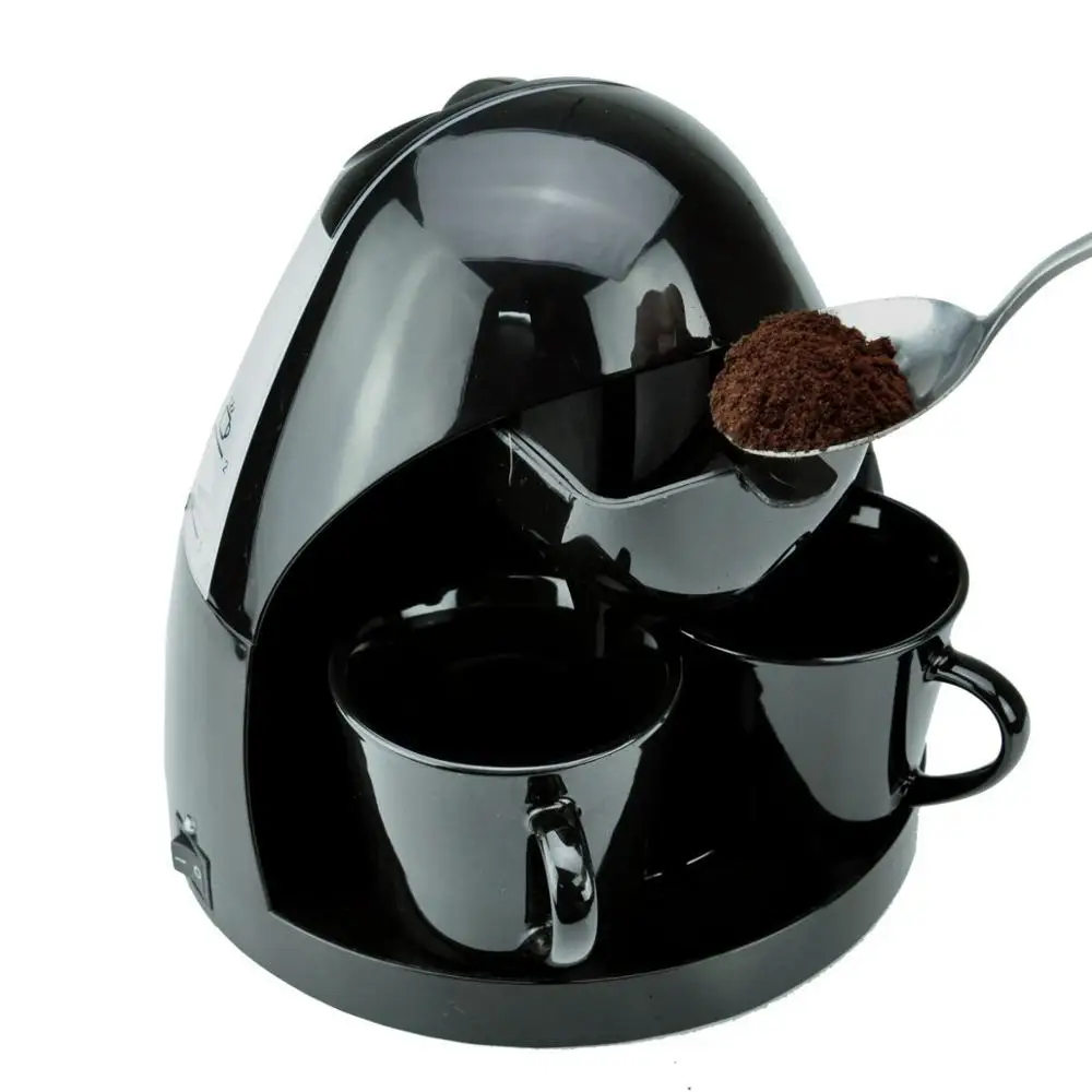 Полностью автоматическая машина для любителей Кофе машина 220V 2 чашки капельного Кофе чайник американский кофе машины - Цвет: Black Cups
