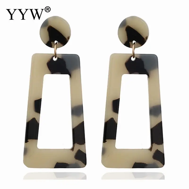

2019 Fashion Jewelry Acrylic Drop Earrings Wholesale Brincos Resin Dangle Earrings For Women Geometry Square Tortoiseshell