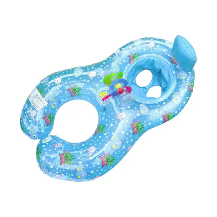 NEW-Safe-Soft-Inflatable-Mother-Baby-Swim-Float-Ring-Kids-Seat-Double-Person-Swimming-Pool-Blue