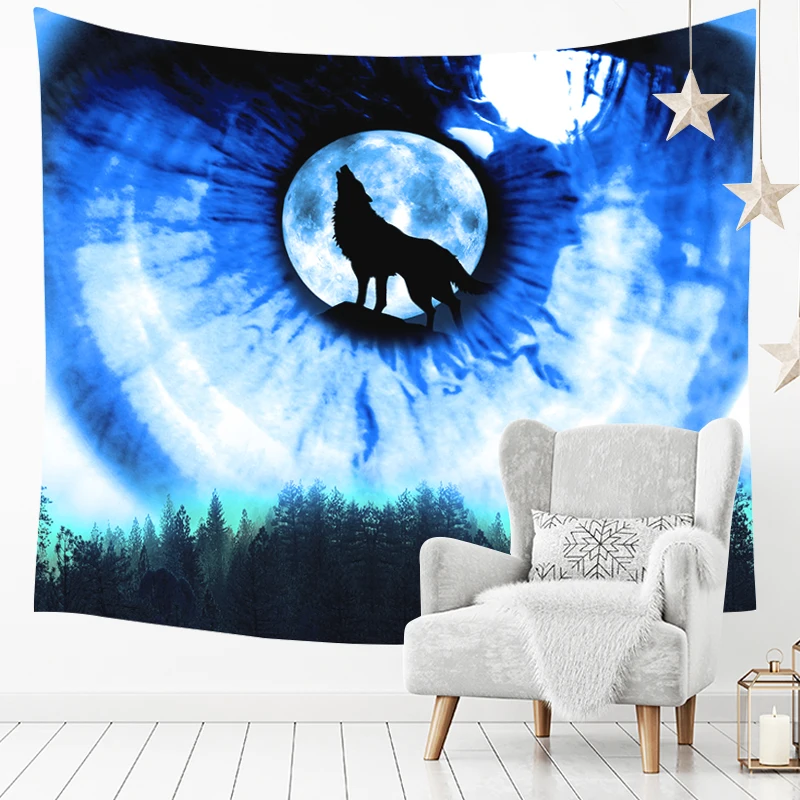 

Animal Tapestry Mandala Wall Hanging Tapestry Wolf Elk Butterfly Printed Pattern Carpet Blanket Yoga Mat Decorative for Home