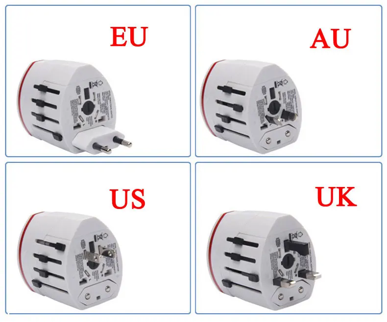 2USB Универсальный мир путешествия зарядное устройство адаптер штекер все в одном AC адаптер питания конвертер в США/Великобритании/Австралии/ЕС разъем Международный