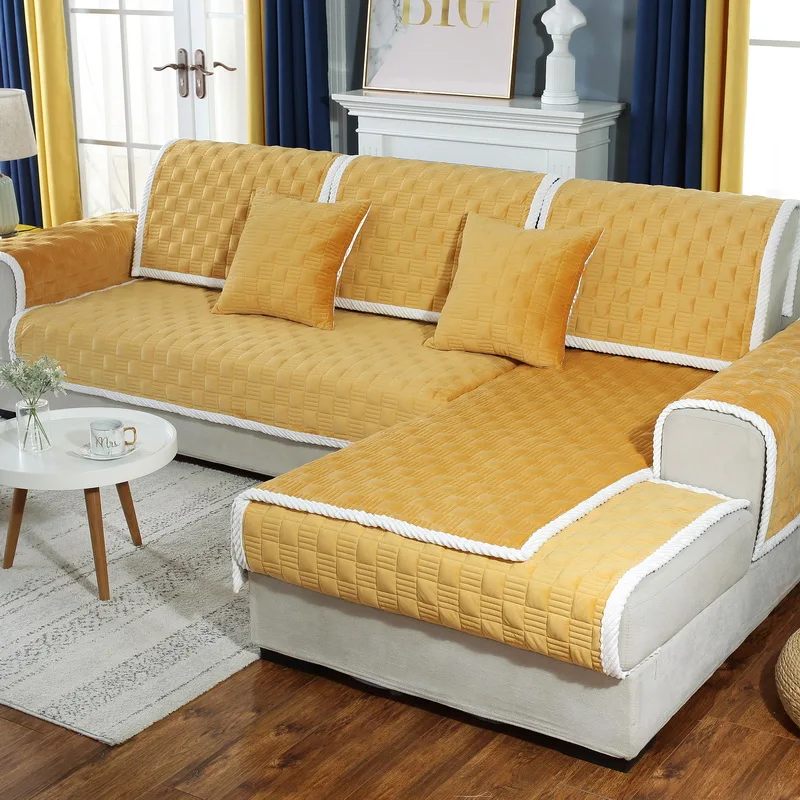 

Anti-dirty Pets Sofa Cover Solid Plush Slipcover Dirt-proof Sofa Protector Non-slip Living Room Furniture Sectional Couch Cover