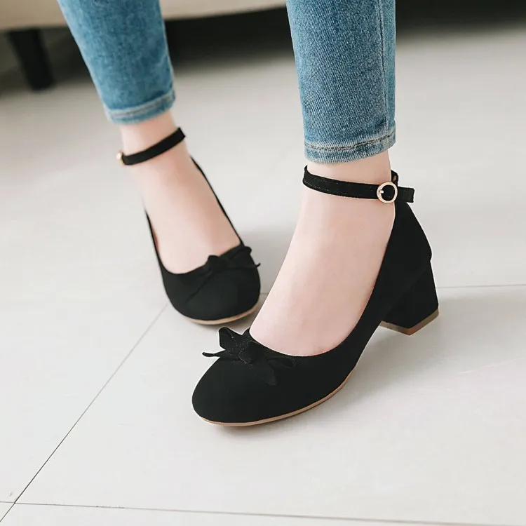 Femmes Casual noir rose Papillon Carré Talons Taille Beige Sangle noeud Dames Plus Chaussures Cheville Peu À Med Profonde Confort Chunky Hauts Pompes Pxelena dq1B7d