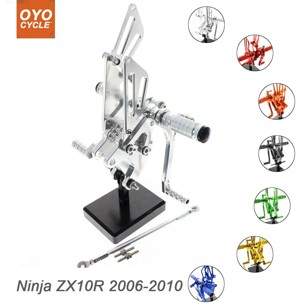 

For Kawasaki Ninja ZX-10R 2006-2010 Motorcycle Rear Set Accessories CNC Adjustable Rearset Foot Pegs ZX10R Foot Rests Footpegs