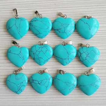 

Wholesale 12pcs hot selling 20mm Natural calaite stone charms Heart Stone Pendant for Necklace jewelry making,Free shipping