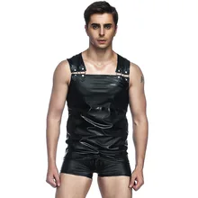Новые черные кожаные мужские сексуальные нижнее белье Экзотические Танки мужские