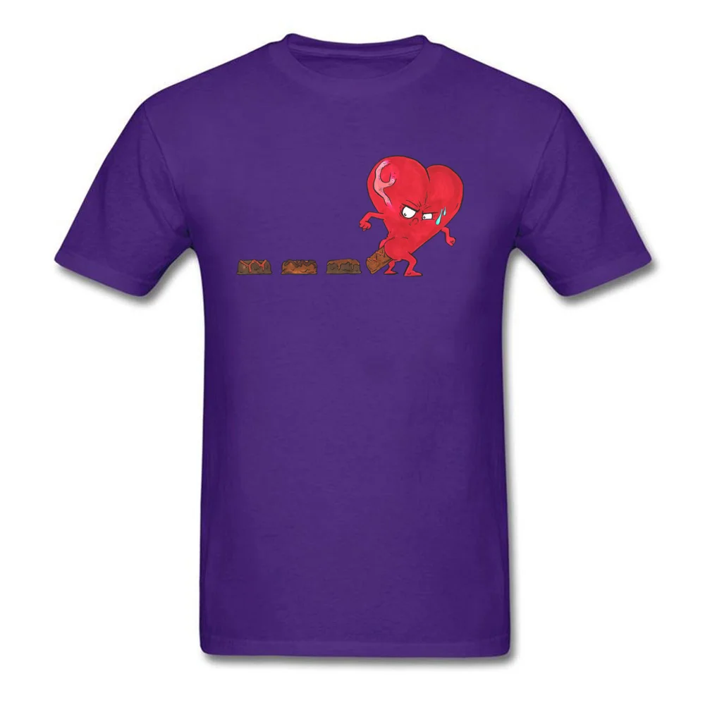 Design Chocolate Filled Heart Geek Short Sleeve Autumn Tops & Tees Wholesale Round Collar Cotton Fabric Tee Shirts Boy T Shirts Chocolate Filled Heart purple