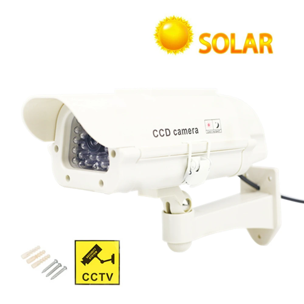 

Solar Power Fake Bullet Camera Outdoor Indoor Waterproof Security Dummy Camera LED Light Surveillance CCTV Camera Wholesale