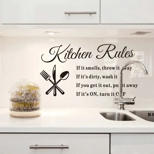 diy removable wall stickers kitchen rules decal home accessories