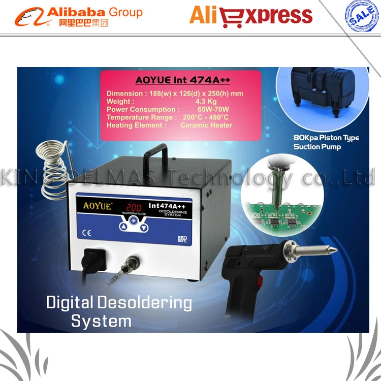 AOYUE 474A++ Ddigital станция для распайки BGA Электрический вакуумный насос для демонтажа Электрический вакуумный пистолет