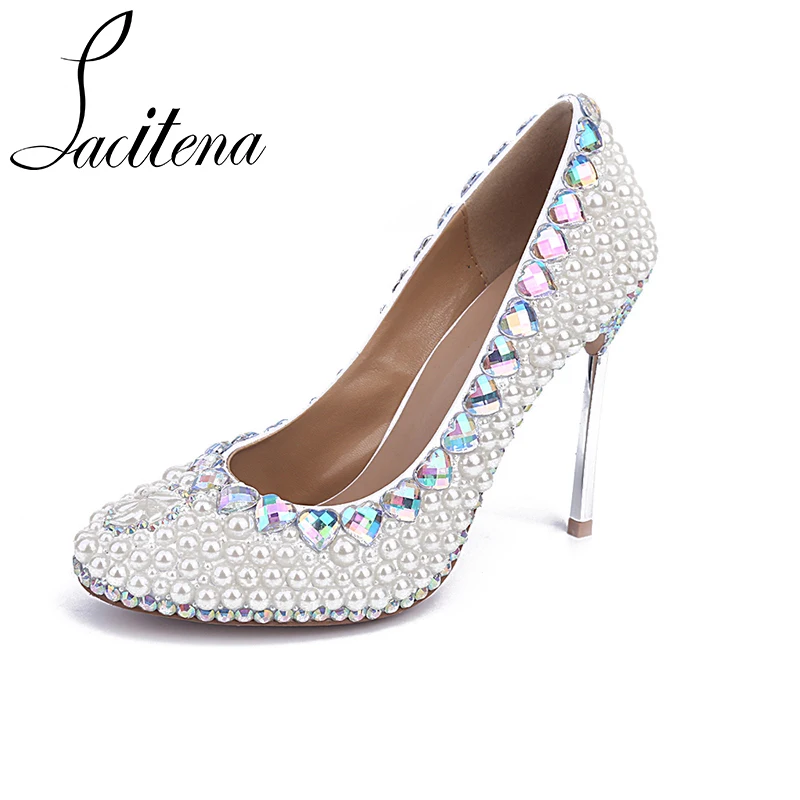

Pearl High Heels Shoes Women Pearl Shoes Women's Crystal Wedding Shoes Iron Heel Shoes