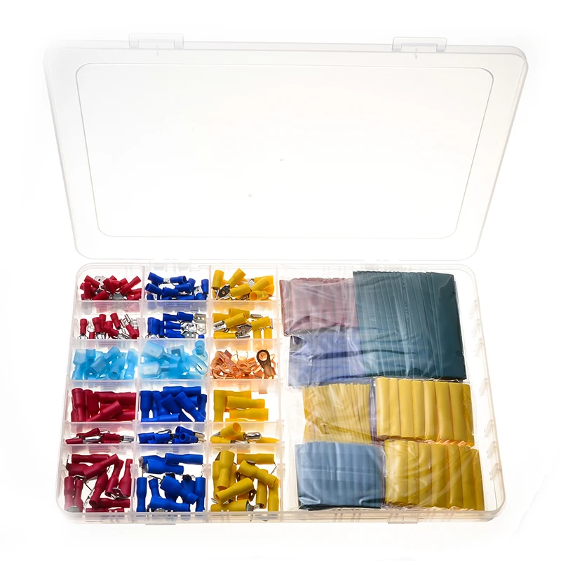 

465PCS Male&Female Cold-Pressed Wire Connector + 2:1 Heat Shrink Tubing Assorted Insulation Shrinkable Sleeve Tubes Kit