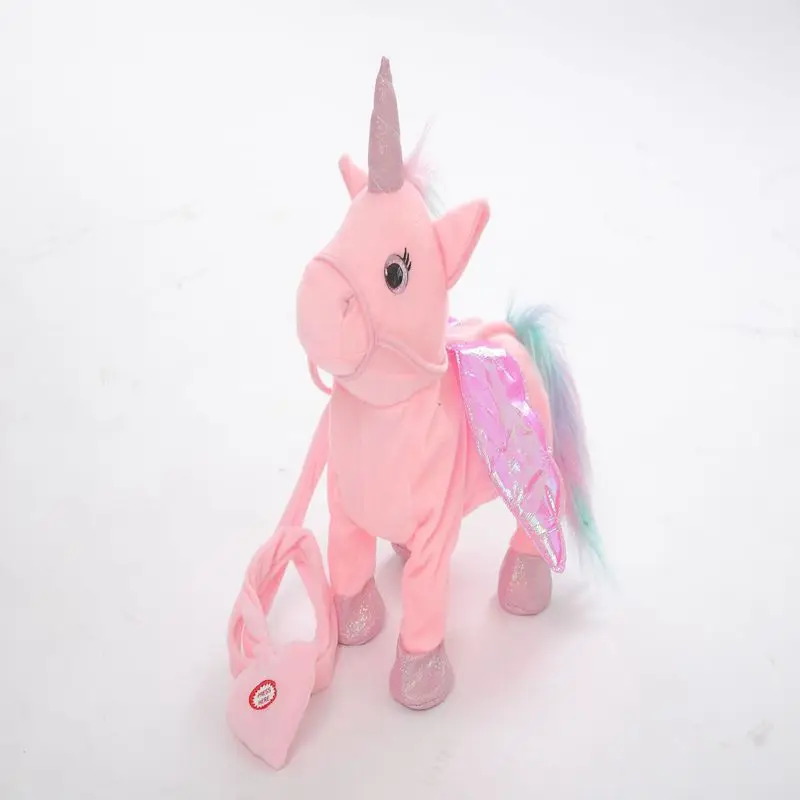 1 Piece Lovely Electric Walking Unicorn Plush Toy Soft Stuffed Animal Electronic Kids Doll Sing the Song for Baby Birthday Gifts