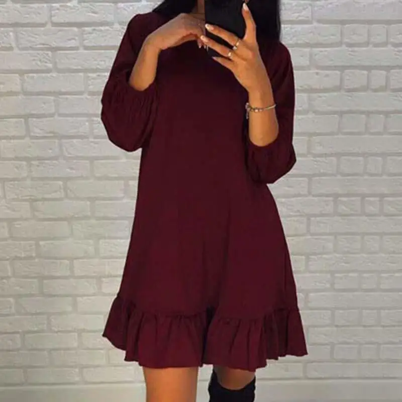 Женское короткое платье с рукавами фонариками оборками и весна осень 2018|dress for|dress