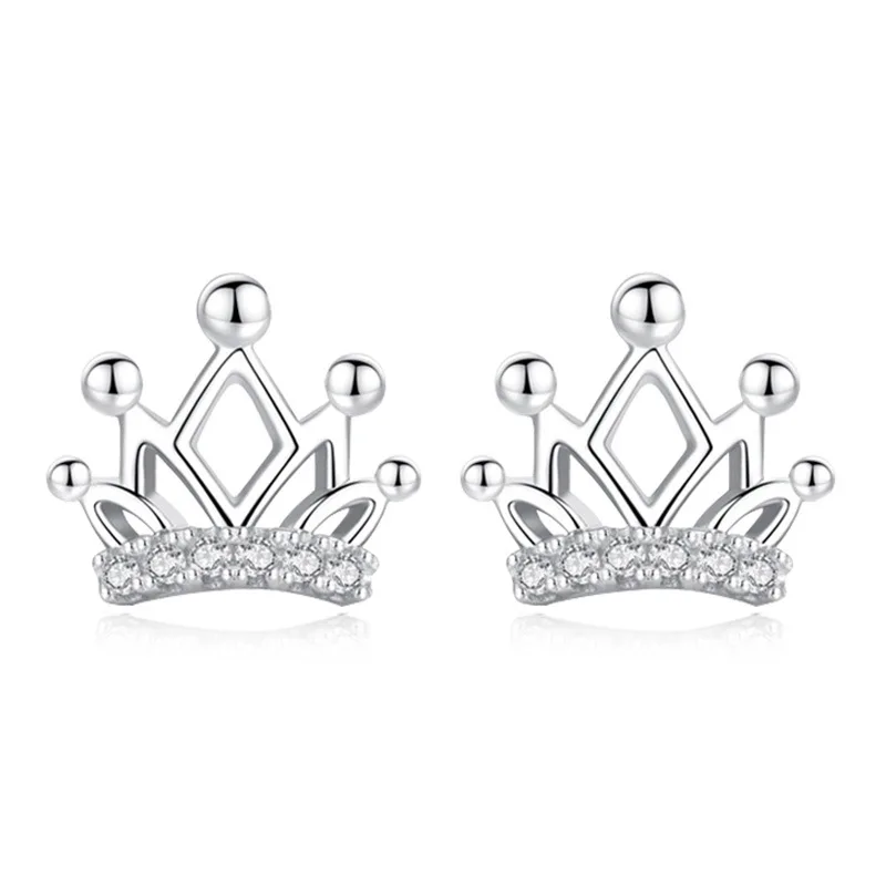 

Promotion 925 sterling silver fashion crystal crown female wedding gift ladies`stud earrings jewelry wholesale no fade women