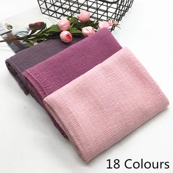 

1PC New design soft fashion women ripple fold solid color shawls viscose cotton Muslim hijab scarves pashmina scarf