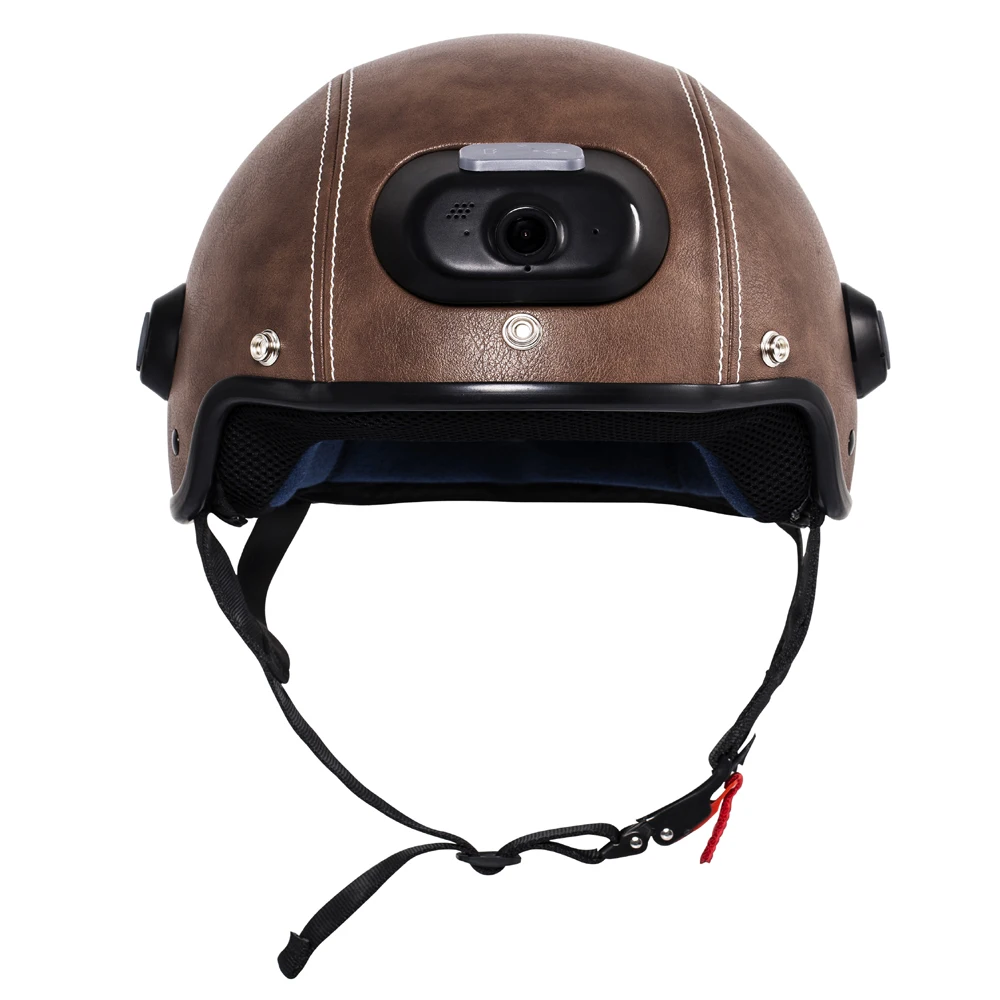 Capacete de Couro Genuíno com Câmera Tiro com Controle Gratuito e Ip54 à Prova Wi-fi Telefone Respondendo 2 k Vídeo Aplicativo Móvel Dwaterproof Água c6 &