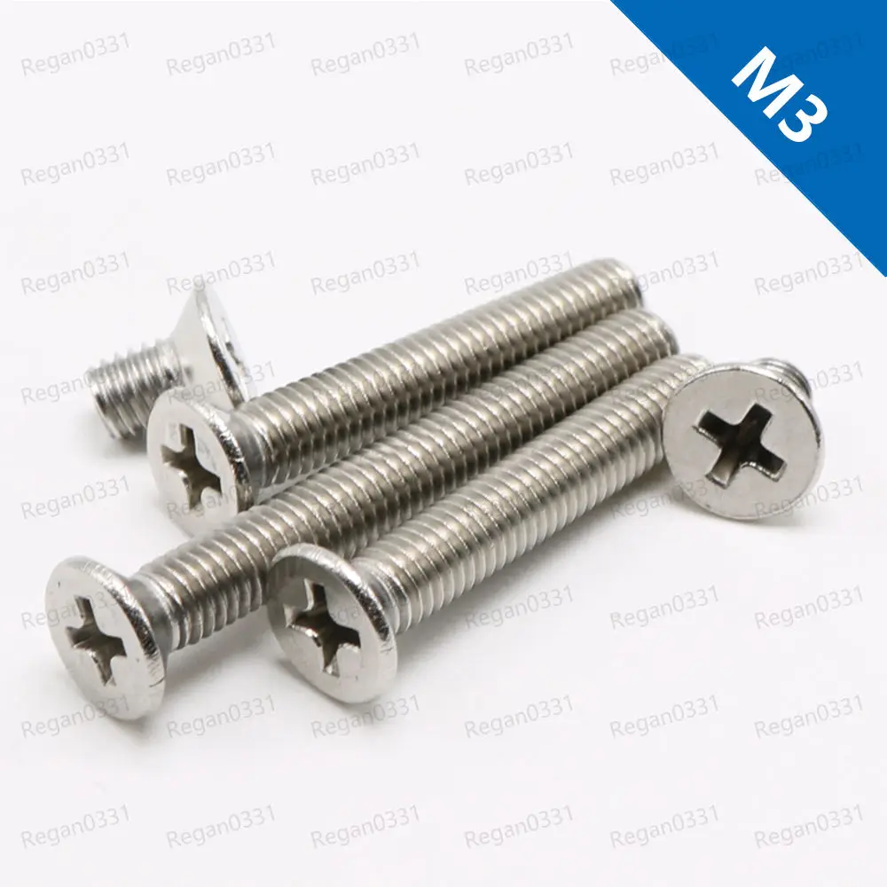 M3 304 Stainless Steel Phillips Cross Recessed Flat Countersunk Head