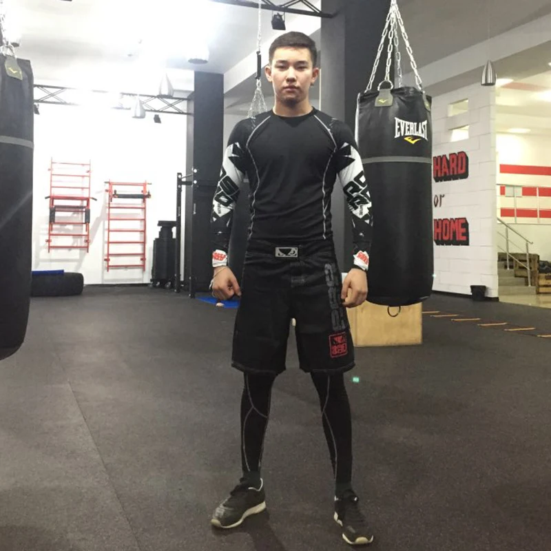 

Men's suit Tracksuit Compression Clothing Winter Warm Fitness Jogging Suit Fighting Jiu Jitsu rash guard MMA men workout set