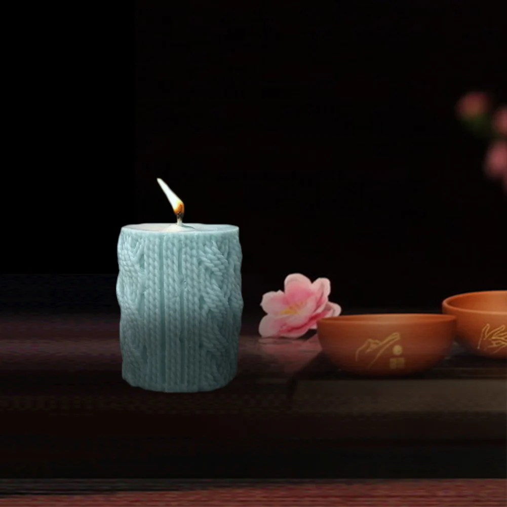 3D Вязание Шерсть цилиндр Силиконовые свечи силиконовые формы линии цилиндр форма DIY свеча плесень Ремесло Инструменты
