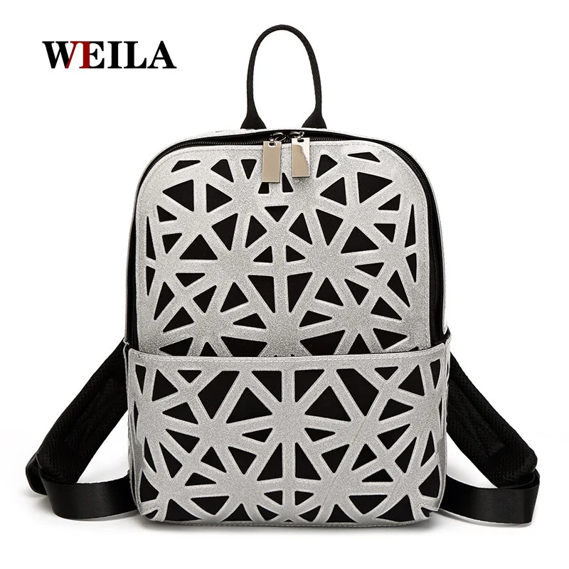 

New Arrival Women's Geometric backpack laser lattic hollow out bag candy color Student's school backpack Free Shipping