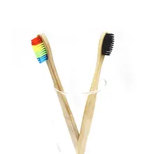 Cepillo de dientes de bambú de madera, medio ambiente, 4 colores, arco iris de madera, cepillo para cuidado dental, cerdas suaves