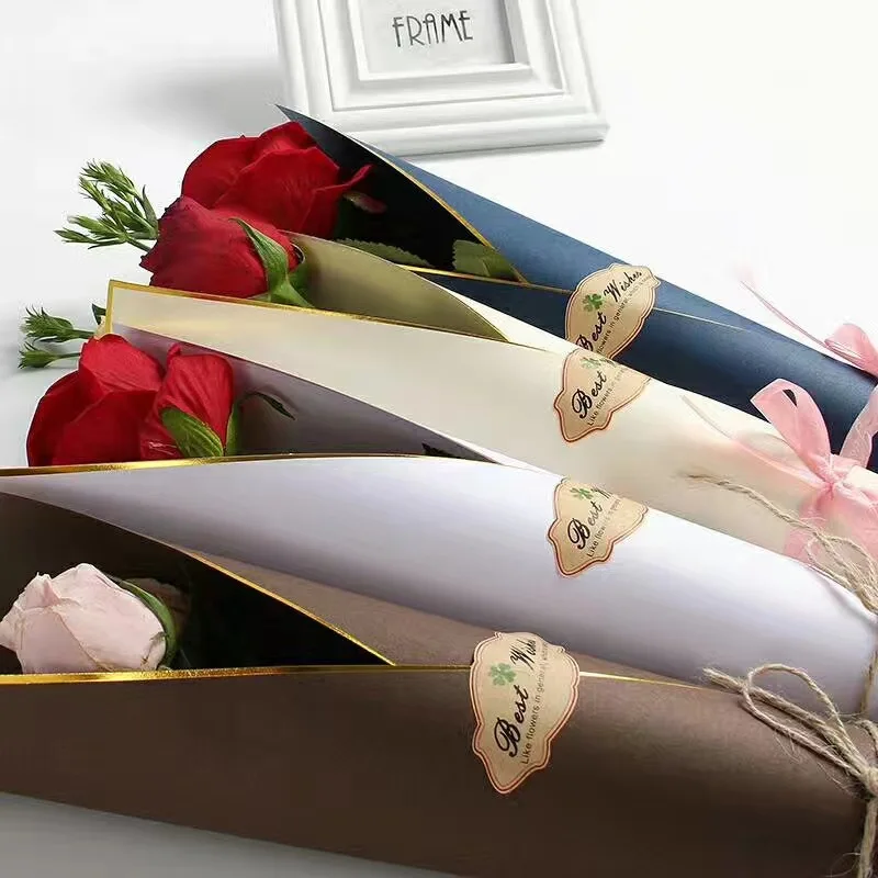 5 шт. Цветочные Упаковочные сумки, одиночные розовые сумки, упаковочная бумага для цветов на День святого Валентина, крафт-бумажный мешок с розами