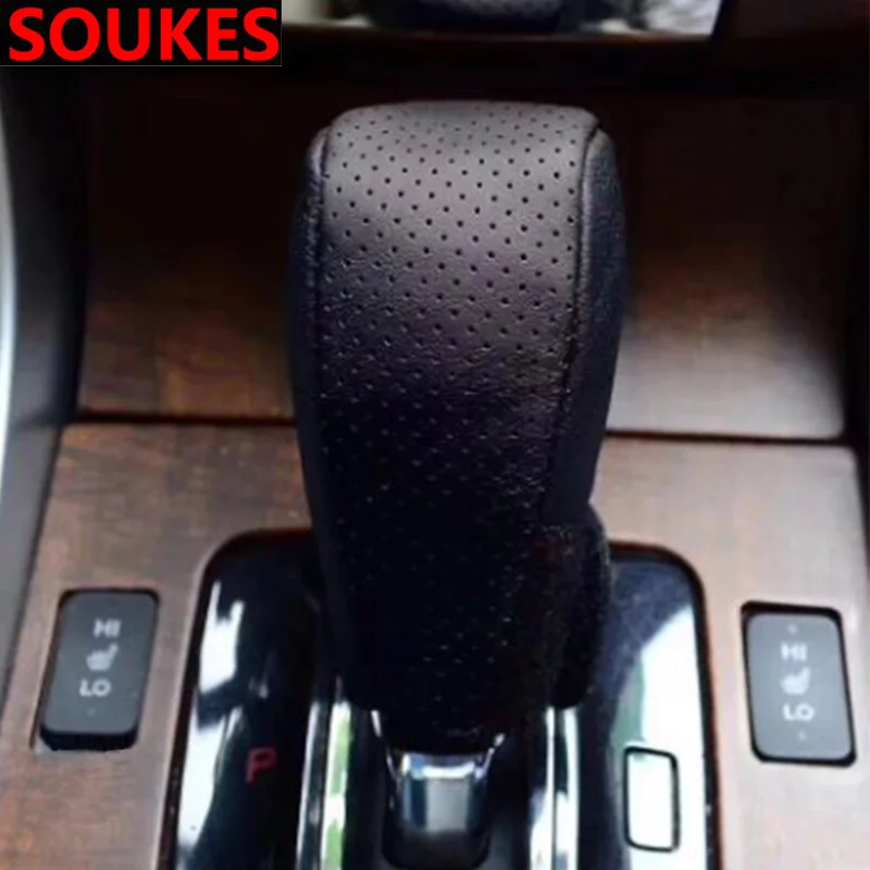 

Car Styling Genuine Leather Gear Shift Knob Cover For Skoda Octavia A5 A7 Kodiaq Superb 2 Rapid Fabia Porsche 911 Cayenne Macan