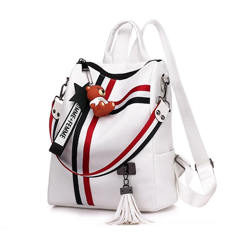 Nevenka Women Leather Backpack Fashion School Bag for Girls Zipper Backpack with Tassel Anti Thief Backpacks Female Travel Bags10