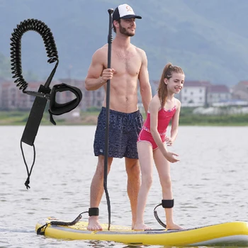 

10ft 7mm Surfboard Leash Elastic Rotatable Retractable Coiled Spring Leg Foot Safety Rope For Surfing