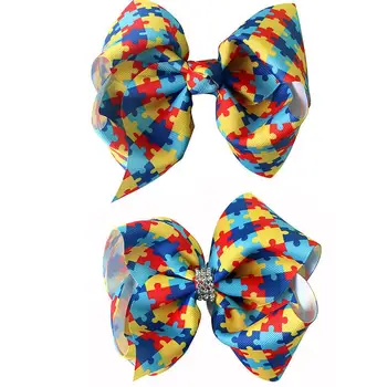 70pcs DHL Free shipping 6inch Autism Awareness Hair Bow Autism Awareness Puzzle Piece Hair Bow Twisted Hair clip 70pcs DHL Free shipping 6inch Autism Awareness Hair Bow Autism Awareness Puzzle Piece Hair Bow Twisted Hair clip