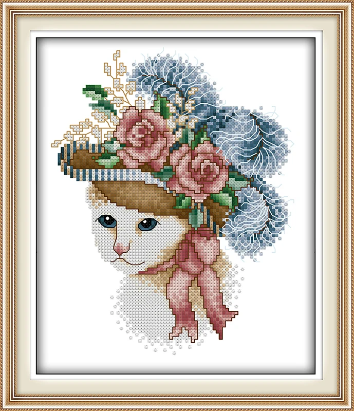 

A noble cat(4) Counted Cross Stitch 11CT Printed 14CT Cross Stitch Set DIY Chinese Cotton Cross-stitch Kit Embroidery Needlework