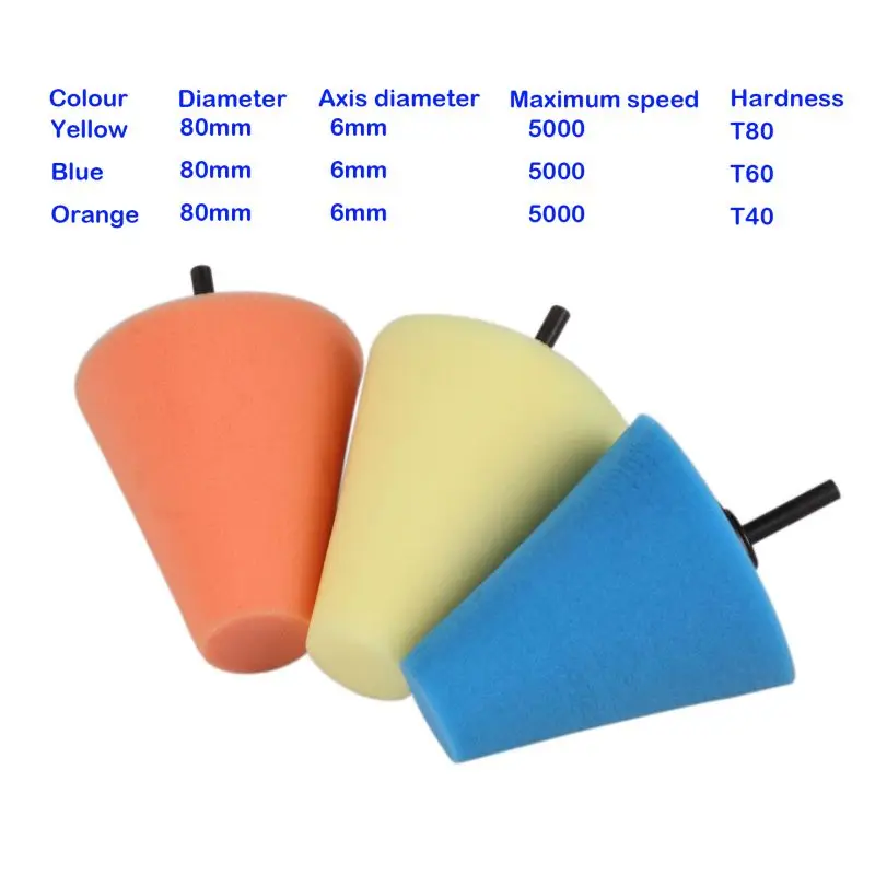 High Professional Sponge Cone Metal Polishing Tool Set//Polishing pad T40 T60 T80
