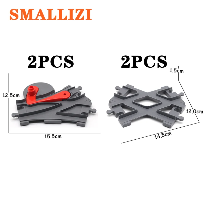 

Train Track Big Size Blocks Toys Train Track Crossover Parts Railway Switch Compatible Duplo Building Bricks Gift for Children