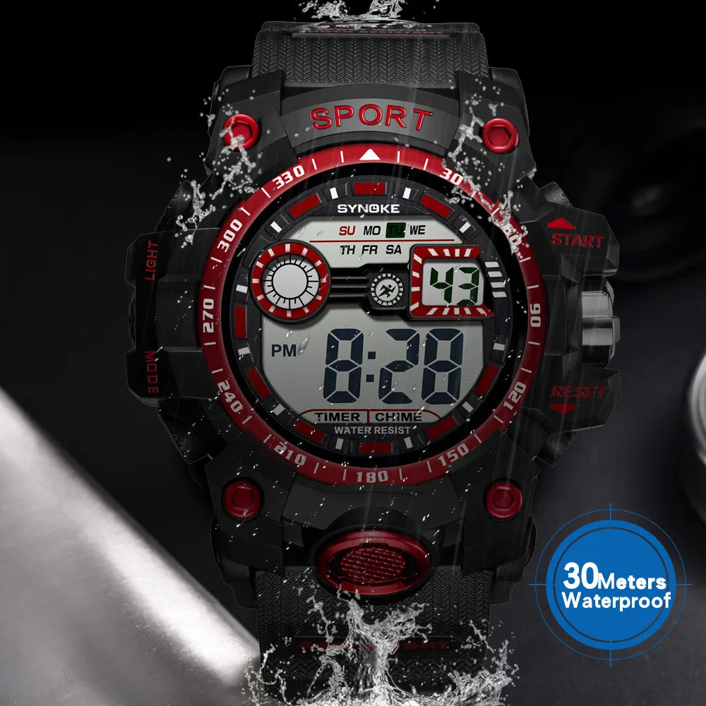 SYNOKE спортивные часы для мужчин хронограф светодиодный цифровые электронные наручные часы Роскошные мужские спортивные часы водонепроницаемые мужские часы