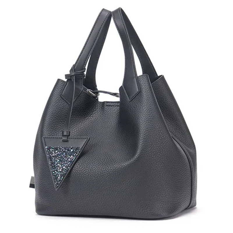 

LANVERA autumn new female bag Fashion package in litchi grain bucket number contracted leisure shoulder bag bag